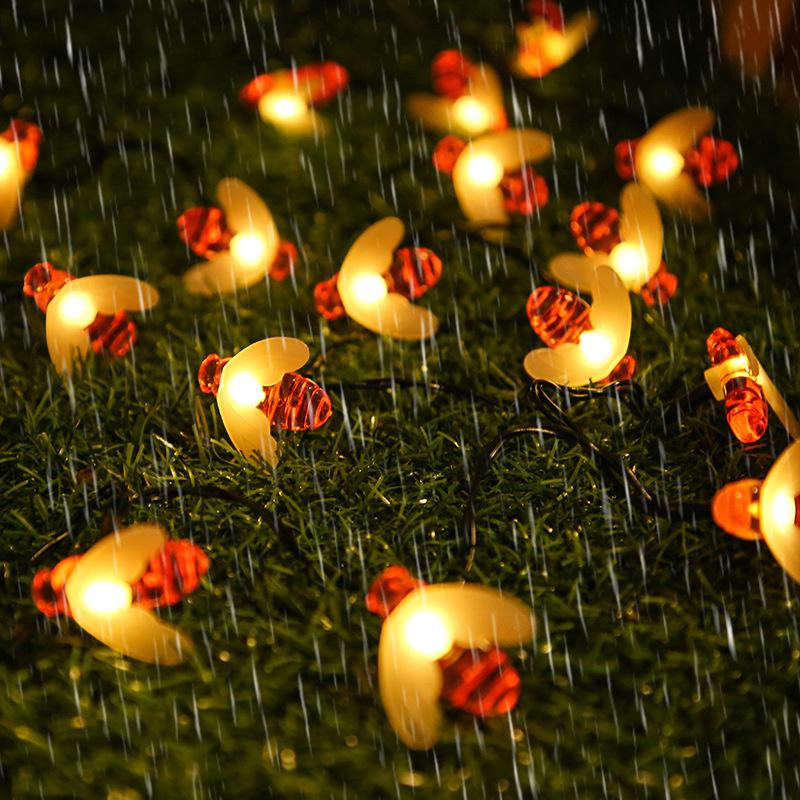 2025 New Year Solar String Lights Courtyard Bee Led Lights Outdoor Waterproof Powered Patio Light Christmas Decorations 224