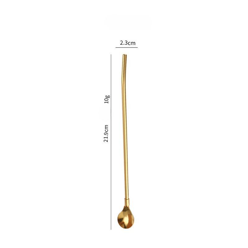 Long Twisted Straw Spoon Portable Stainless Steel Tea Scoop Bent Filter Colored Drinking Cocktail Coffee Stirring Spoons