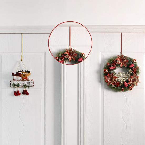 Yousheng Front Door Christmas Hook Wreath Hanger Strong Load-bearing Rustproof Ultra-Thin Design Easy Installation Halloween Decoration Holder