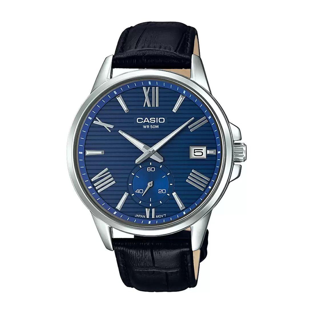 

Мужские часы с черным кожаным ремешком, Black Leather Men s Watch, Casio