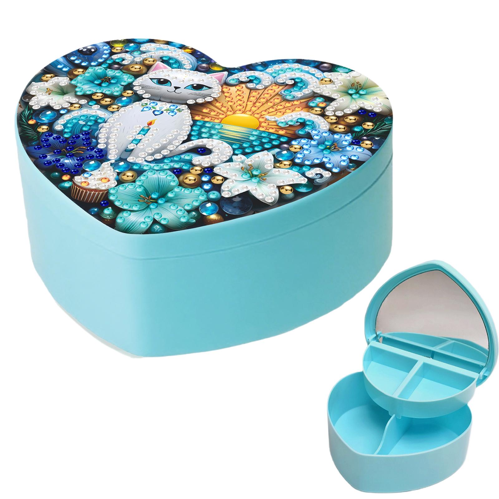 DIY Diamond Painting Handmade Storage Box Partial Drill Crystal Mosaic Storage Container Heart-Shaped Jewelry Box for Home Decor