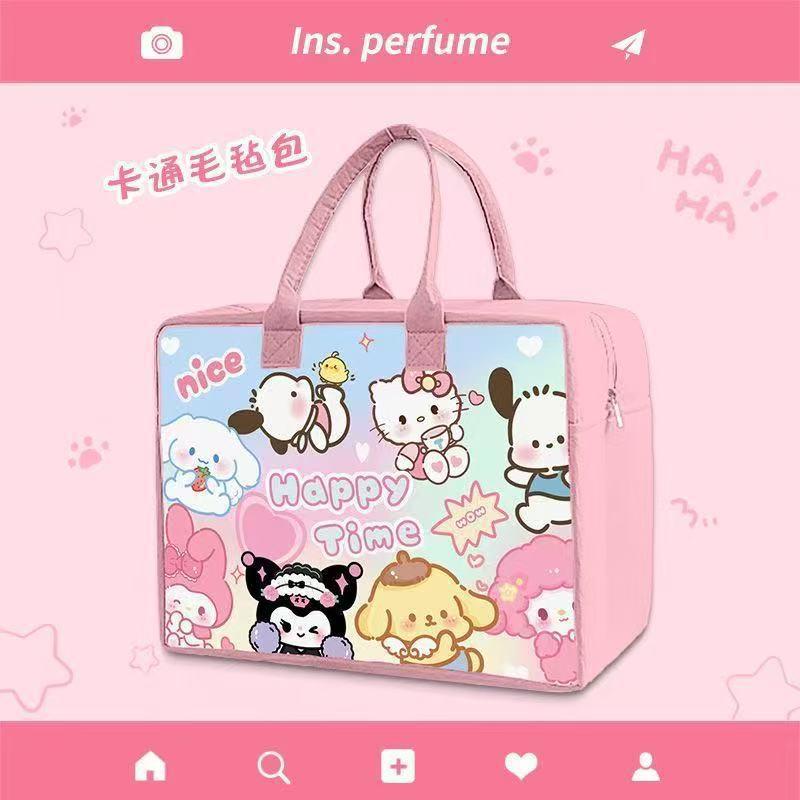 Passage Felt Travel Bag - Extra Large Capacity, Internet Celebrity KT Cat Cartoon Design, High-End Handbag Tote Bag.