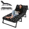 Camping Cot Adjustable 4-Position Adults Reclining Folding Chaise with Pillow Outdoor Lounge Chair Sleeping Cot Bed