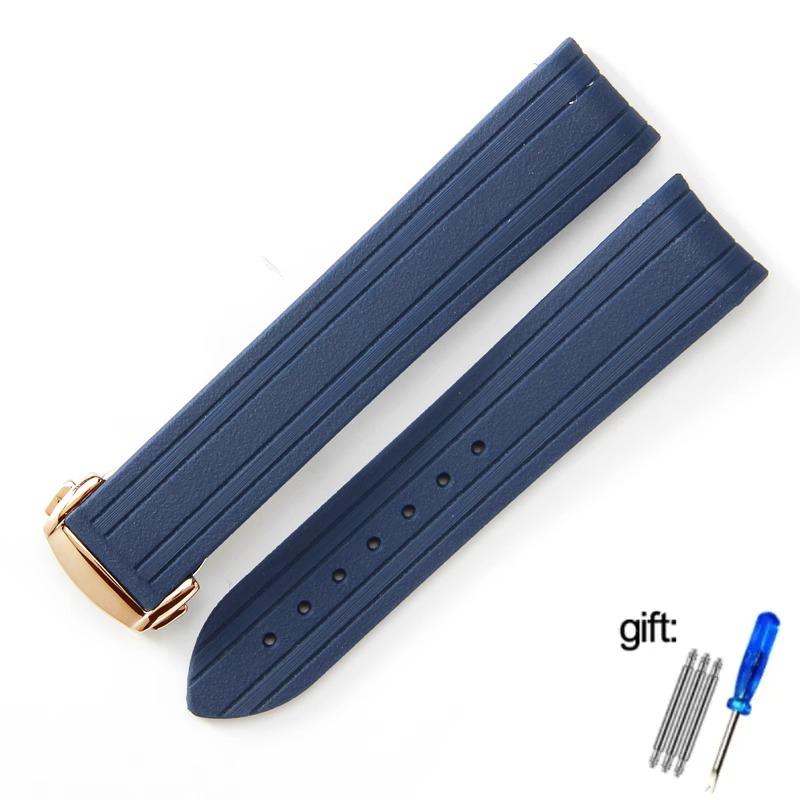High-Quality Rubber Watch Strap For Omega New Seamaster 300 Watchband Folding Clasp Curved End Men Watches Accessories 20mm