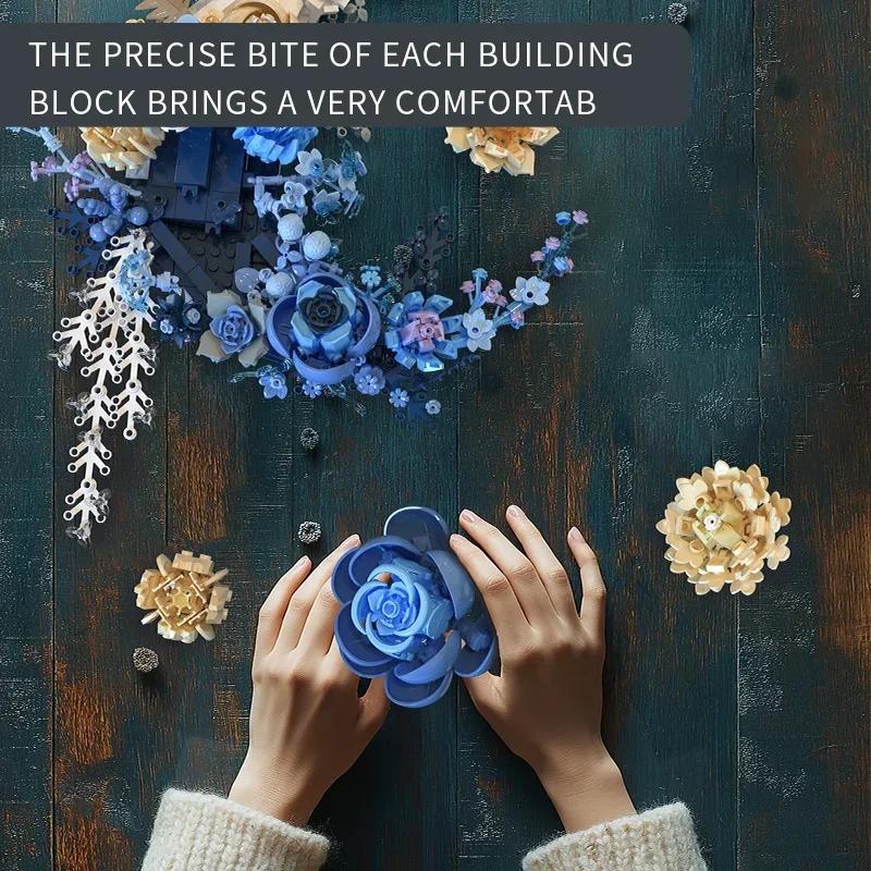 934PCS Eternal Moon Flower Building Blocks Wall Hanging Home Decoration Bouquet Model Bricks Kids DIY Toys Holiday Gifts