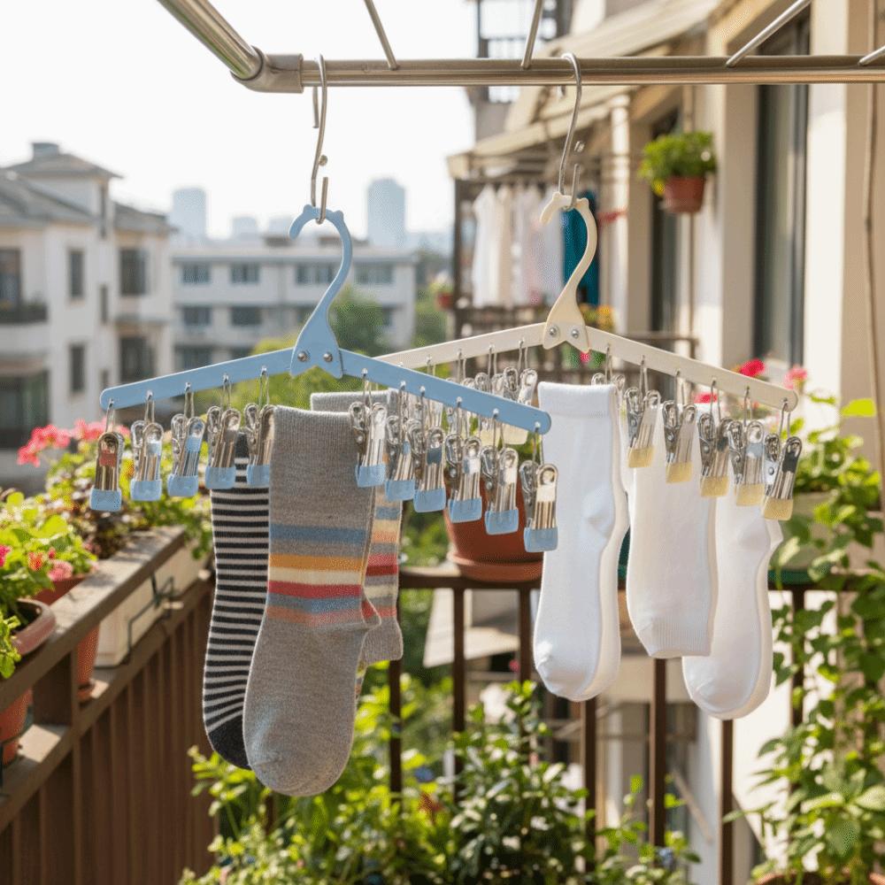 Windproof Folding Clothes Drying Rack 10 Clips Sock Laundry Airer Sock Drying Rack  Apartment