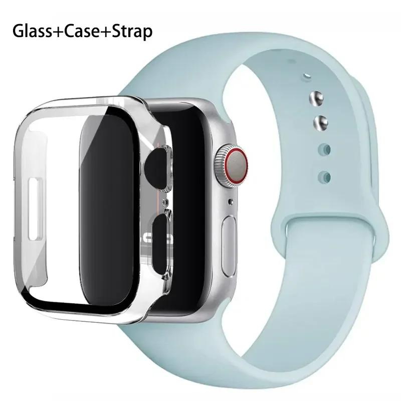 

Glass+Case+Strap for Apple Watch Band 42mm 44mm 41mm 40mm 38mm 45mm Screen Protectors for Apple IWatch Series 9 8 7 6 SE 5 4 3 38mm series 321