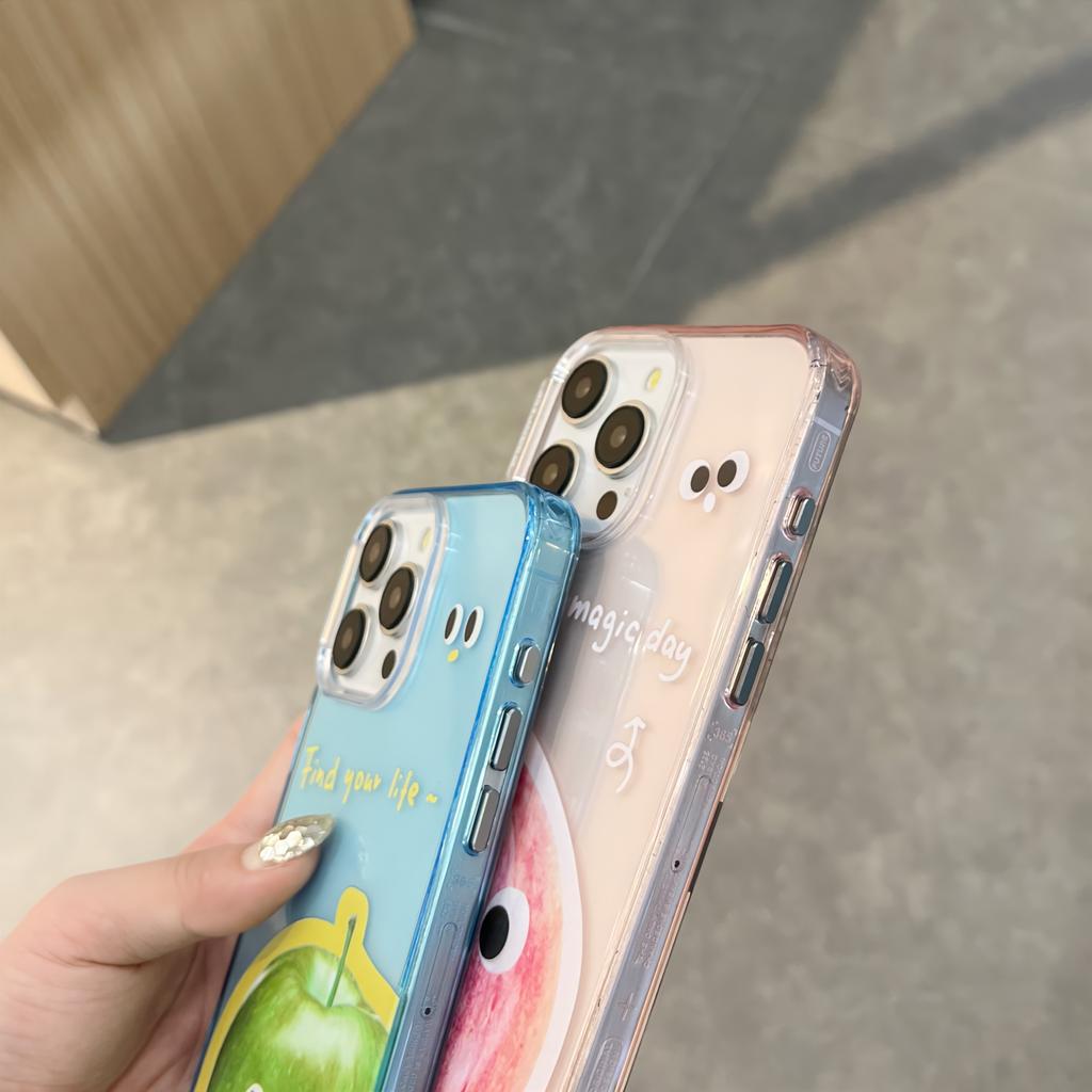 For iPhone 13 Pro Max Case Acrylic+TPU Phone Shell Fruit Emotion Pattern