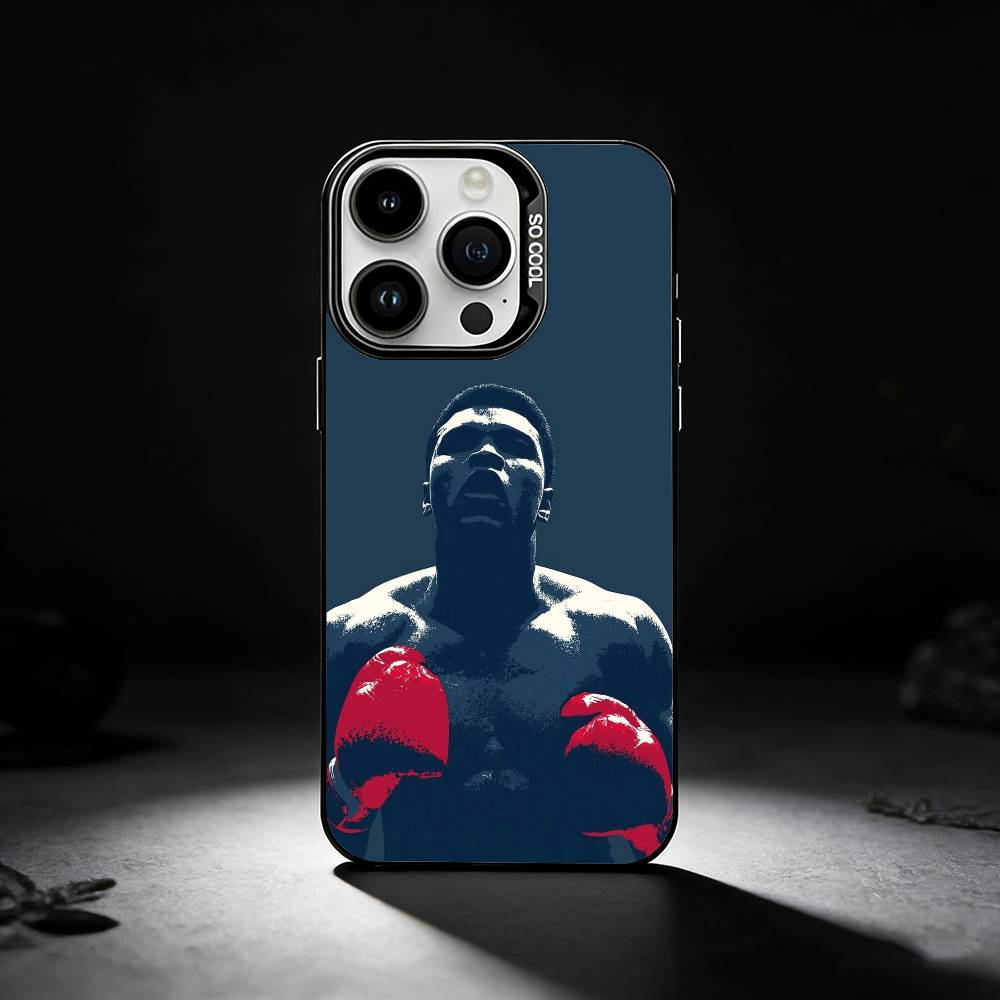 M-Muhammad Ali Boxing Legend Phone Case For iPhone 17,16,15,14,13,12,11 Plus,Pro Max,XS,Colored silver phone case