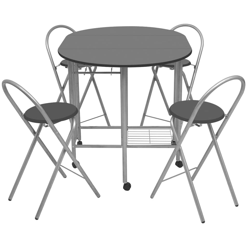 Vidaxl Folding Dining Set - 5 Elements MDF, Black