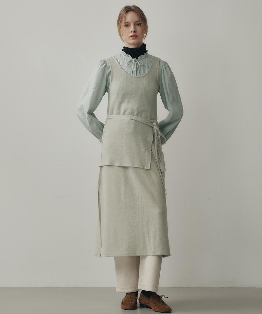 Leumeme Rube Layered Wool One-Piece Sagegreen