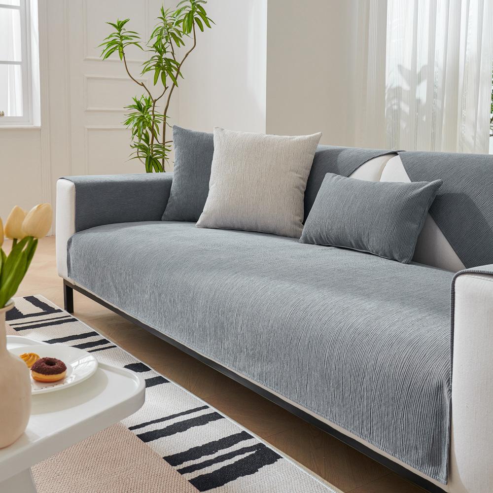 Sofa Cushion Universal In All Seasons, Fine Willow Chenille Non-Slip Cover, Simple All-Inclusive Universal Cover, Summer Green Seat Cushion