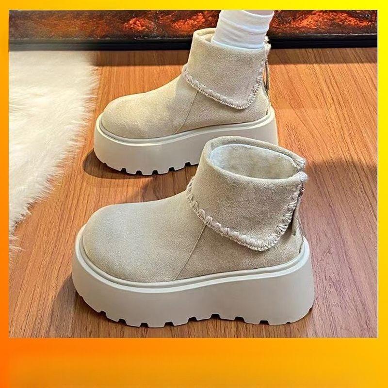 

Versatile Shoes, Thick-soled Shoes, Height-increasing Snow Boots, New Retro Casual Ankle Boots for Women 40 бежевий