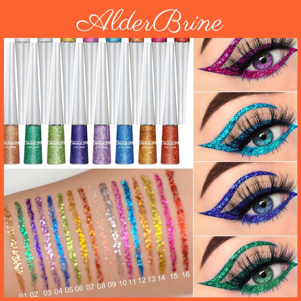 Cmaadu Sequins Colors 16 Colorful Glitter Powder Liquid Eyeliner Sequins Liquid Eyeliner