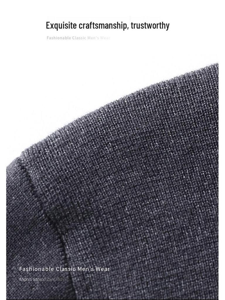 Douyin Herrstickad Rundhalsad Långärmad Knäppning Tröja