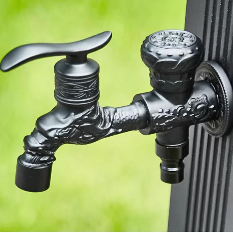 Carved Wall Mount  Antique Bibcock Garden Wash Basin Faucet Decorative Outdoor Garden Mop Taps