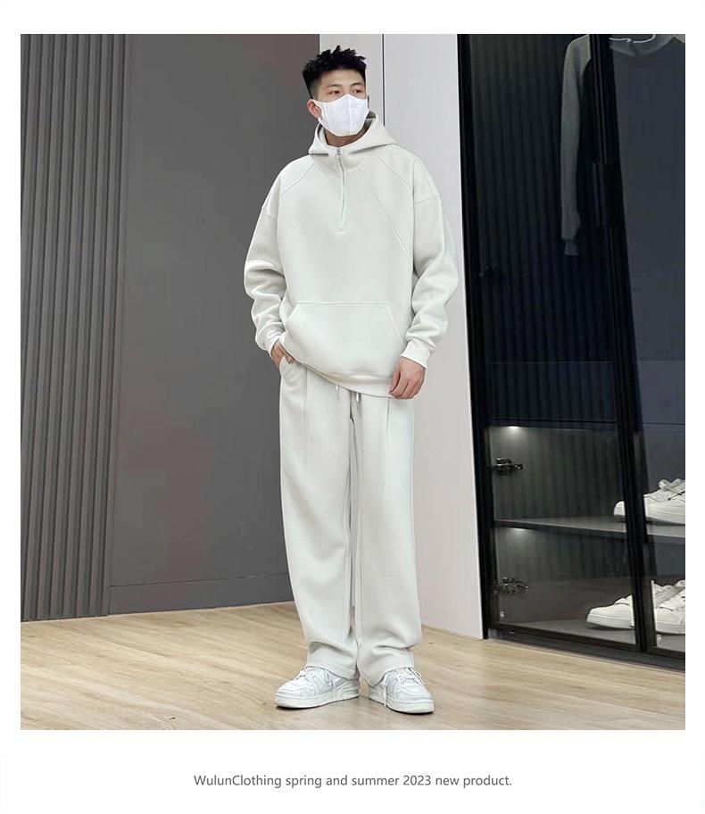 Men's Thick Fleece-Lined Half-Zip Hoodie, Spring/Autumn 2025, Casual Couple Hooded Top