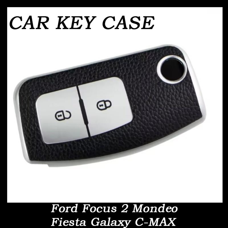 For Ford Focus 2 Mondeo Fiesta Galaxy C-MAX TPU Leather Flip Folding Remote Control Car Key Shell Key Fob Case