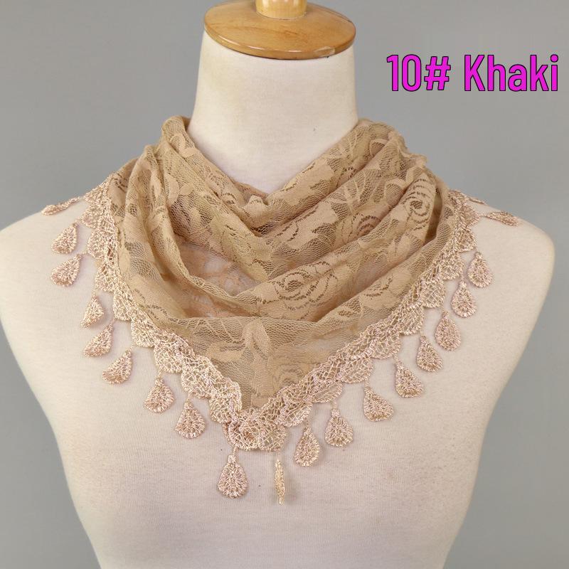 

Популярный кружевной треугольный шарф: Ажурный дизайн, корейский стиль, женская летняя декоративная косынка для защиты от солнца 148-48CM