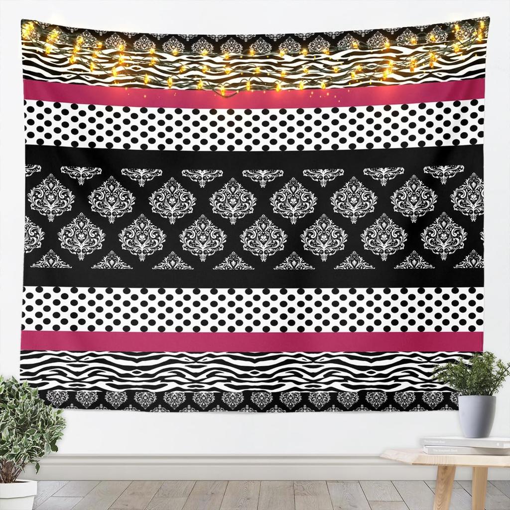 Rosy Leopard Tapestry Black White Zebra Wall Art Animal Print Wall Hanging Blanket For Living Room Bedroom Cheetah Home Decor