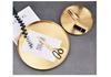 Luxury Gold Stainless Steel Round Tray for Cosmetics, Storage, and Desserts