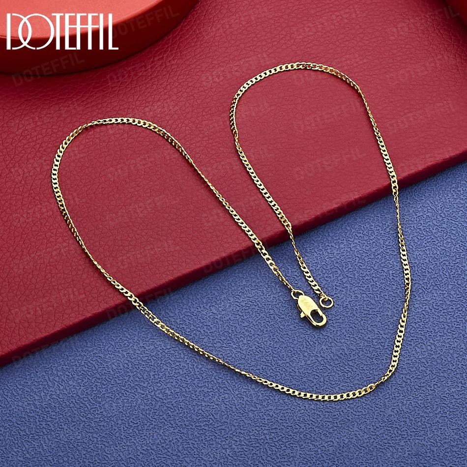 925 Sterling Silver 16-30 Inch Side Chain Gold Necklace Wedding Jewelry