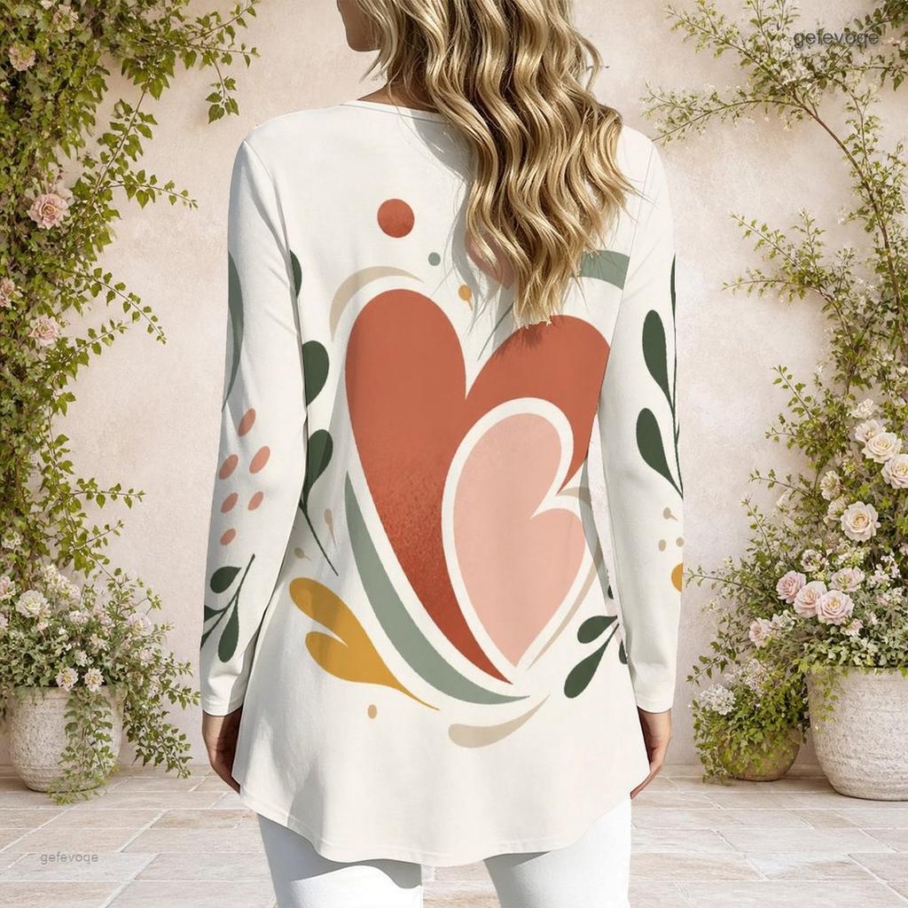 Women Plus Size Long Sleeve Loose Top Metal Ring Neck Detail For Casual Daily Wear