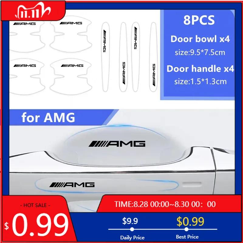 GLC GLB 8pcs Auto Door Wrist Transparent Protector Side Handle Decal for Mercedes Benz W124 W203 W204 W205 W212 GLS GL CLA GLA
