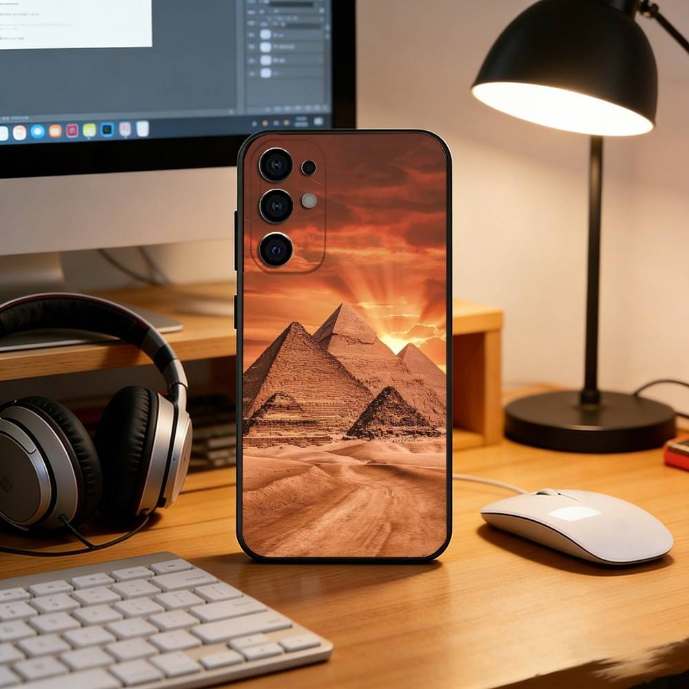 The Pyramids of Giza Phone Case For Samsung S25,S24,S21,S22,S23,S30,Ultra,S20,Plus,Fe,Soft Silicone Black Cover