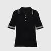LIKK Button-Up Contrast Knit T-Shirt (Black)_L4A1-Nb03K