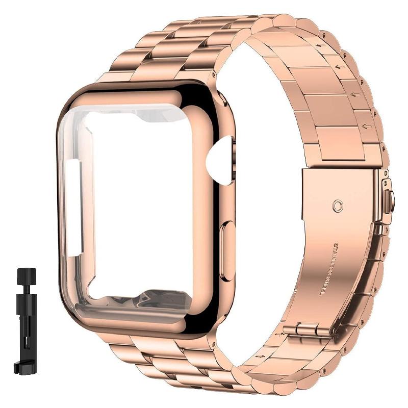 Case+Strap iWatch Band Ultra2 49mm Stainless Steel Metal Strap For Apple Watch 9 41 45MM 44mm 40mm SE Series 8 7 6 5 4 Cover