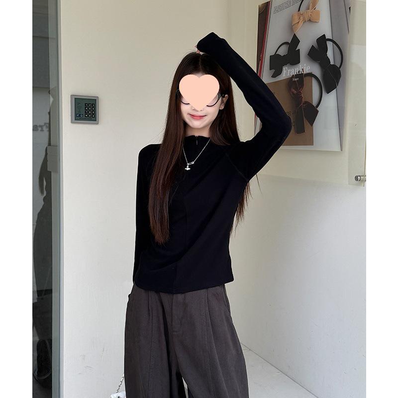 Women's Fleece-Lined Half-Zip Turtleneck Long-Sleeve Base Layer for Autumn/Winter