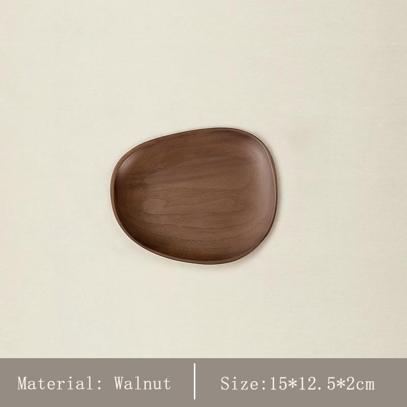 

HeMu Black walnut solid wood shape tray Japanese irregular dessert dessert tray coffee saucer wooden household tray