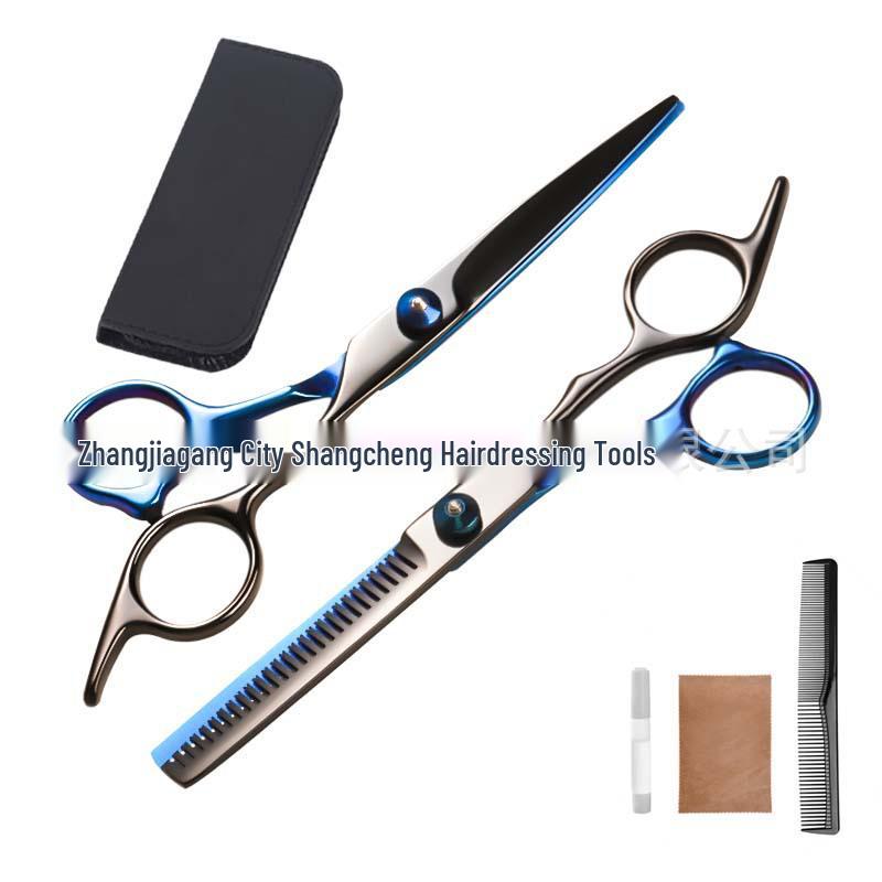 Stainless Steel Hairdressing Scissors Set: Flat, Serrated, Thinning, and Lace Shears for Styling.