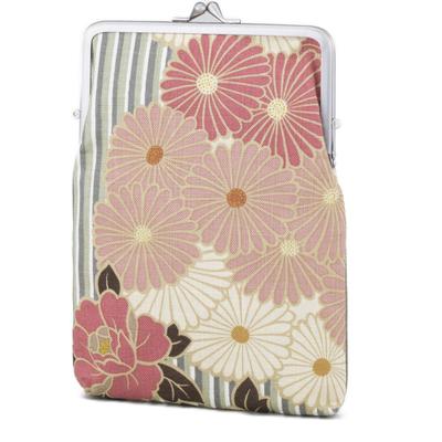 Noren Goshuincho for 2 Books Item Flower Pink 22 X Depth Made In Square Clasp Seal Case Case/Bag (Precious Case/Retro - Beige) 14cm, 2.5cm / Japan,