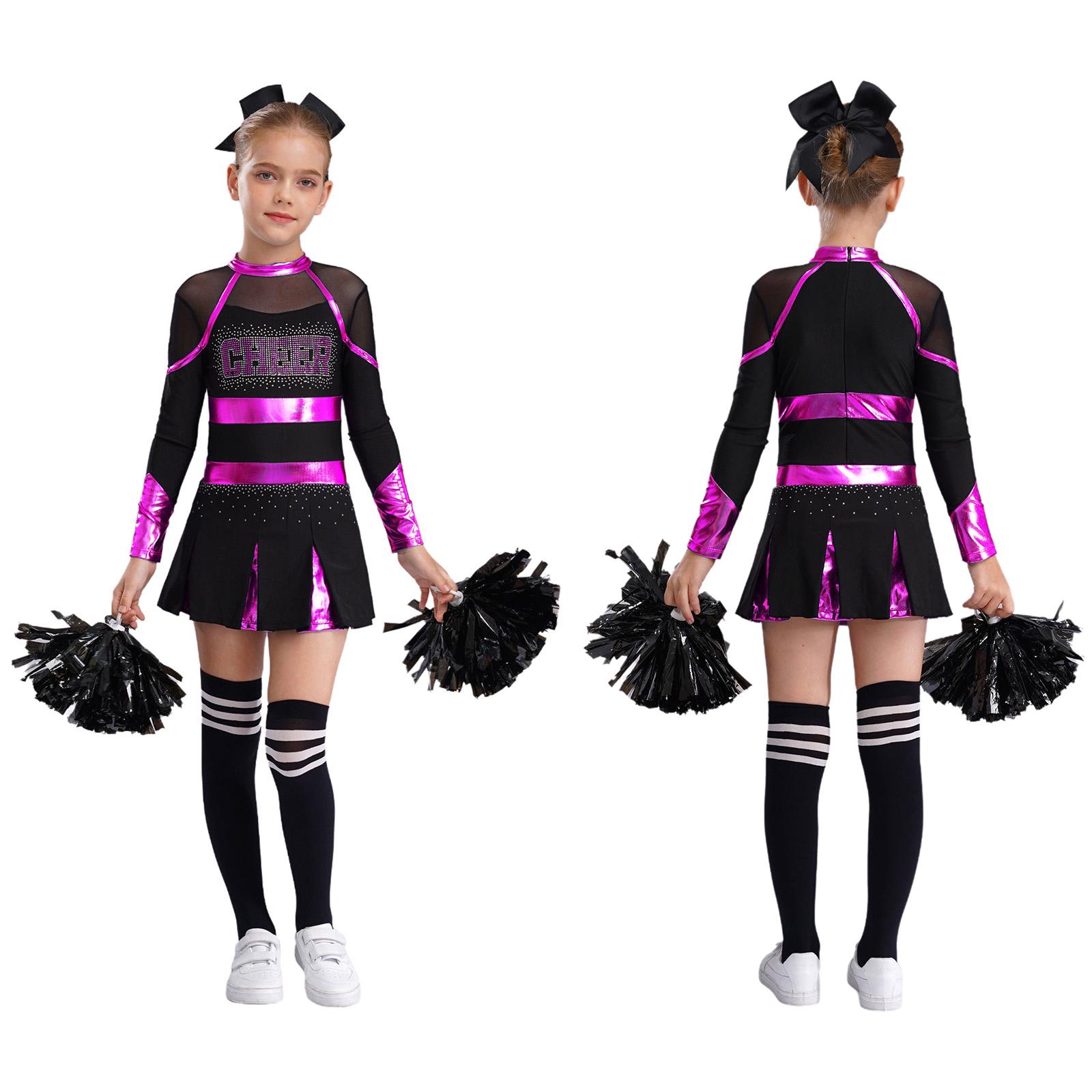 

Детский костюм лидера группы поддержки на Хэллоуин, униформа черлидинга, платье с помпонами и носками, карнавальный нарядный наряд для вечеринки 9-10 Years