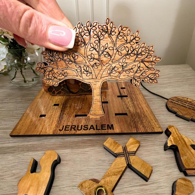 Easter Nativity Wooden Jesus Nativity Scene Desktop Ornament Christ Birth of Jesus Ornaments Religious Decorations for Desk