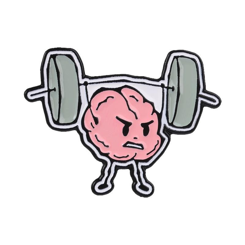 Funny Brain Enamel Pins Lost My Brain Processing Overload Fitness Weightlifting Bathrobe Brain Brooches Lapel Badge Jewelry Gift