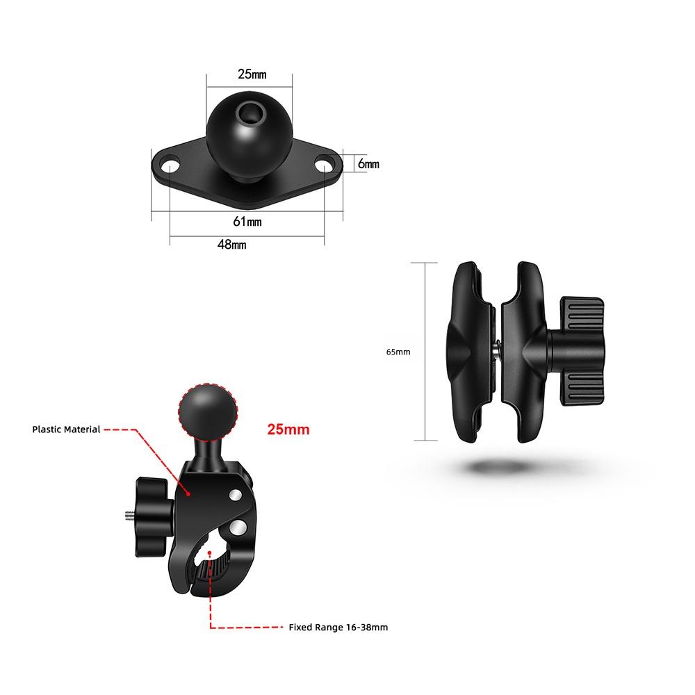 Tough-Claw Mount with Double Socket Arm and Round AMPS Base Adapter for 1 Inch Motorcycle Mount Gadgets Extension Arm