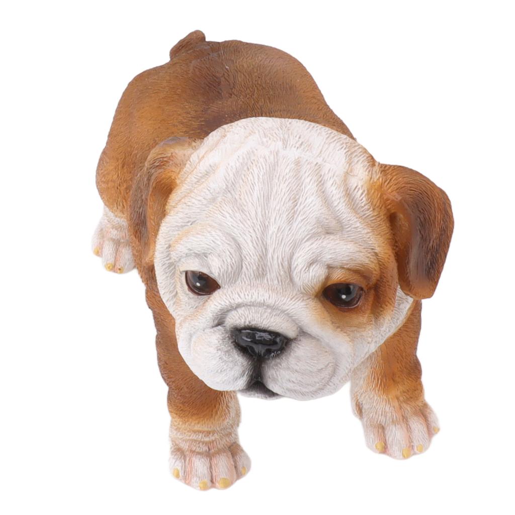 English Bulldog Puppy Statue Lifelike Resin Bulldog Sculpture for Garden Lawn Porch Decoration