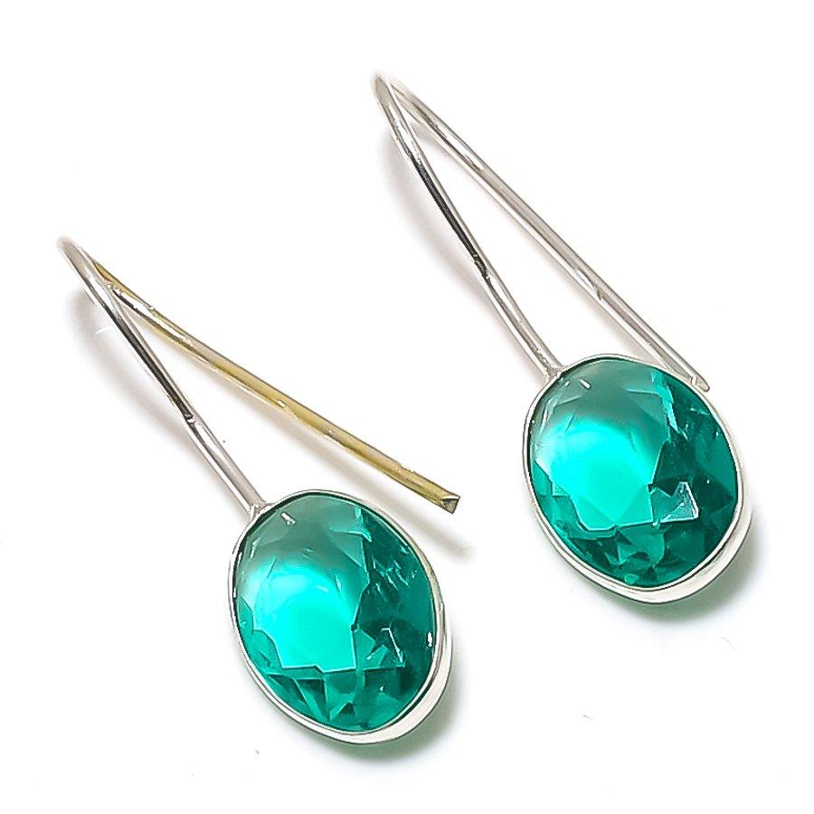 Natural Blue Tourmaline Gemstone 925 Sterling Silver Jewelry Earring 1.26 ETC-14092