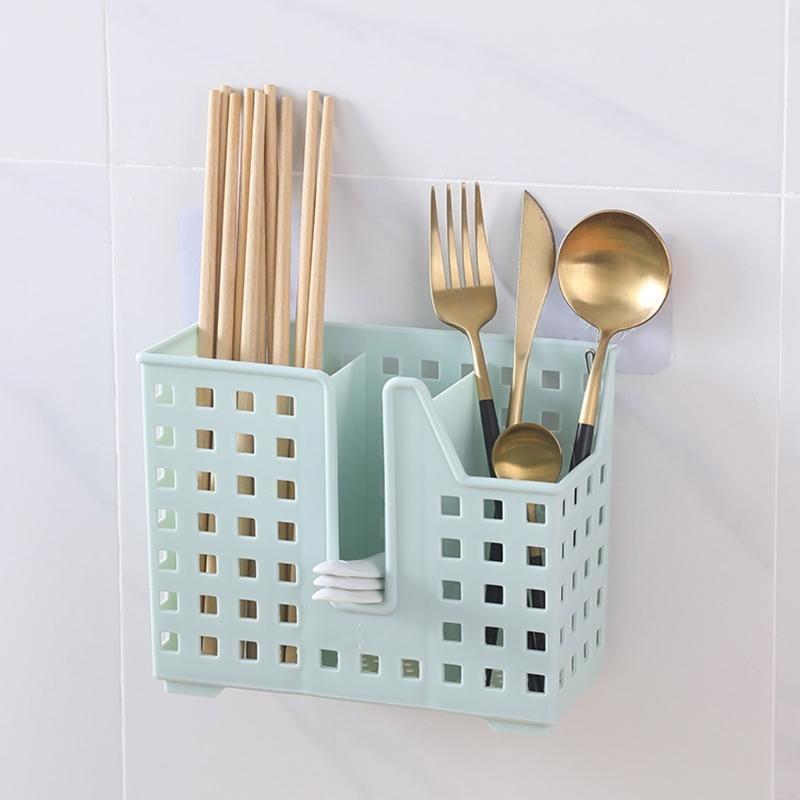 Kitchen Wall Hanging Drain Rack Utensil Holder Chopsticks Cage Cutlery X3UC