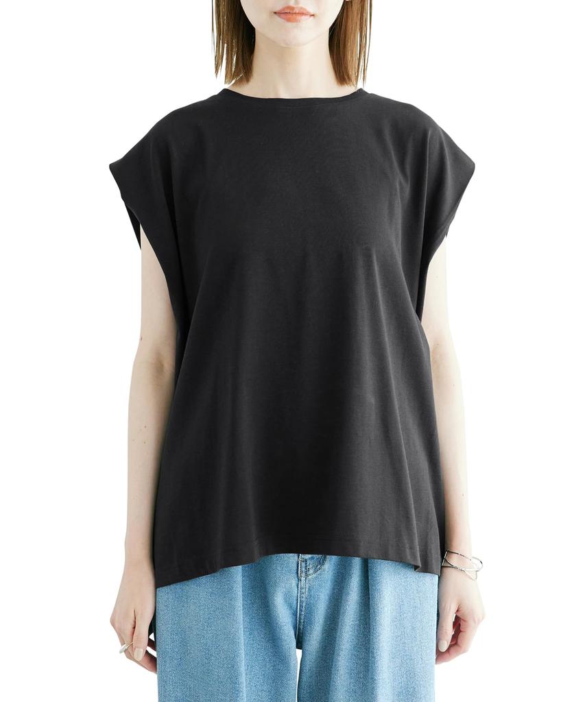 ROPE PICNIC Supima Sleeveless Tuck Pullover Stain Reduction and Cooling in Black Maine Women's (Sweat Touch) (01)