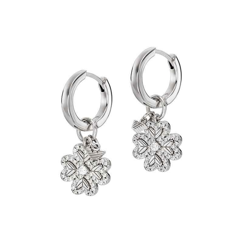 Emporio Armani Lucky Clover Light Luxury Wish Earrings Women earrings Silver EG3608040 Basic Packaging-Box