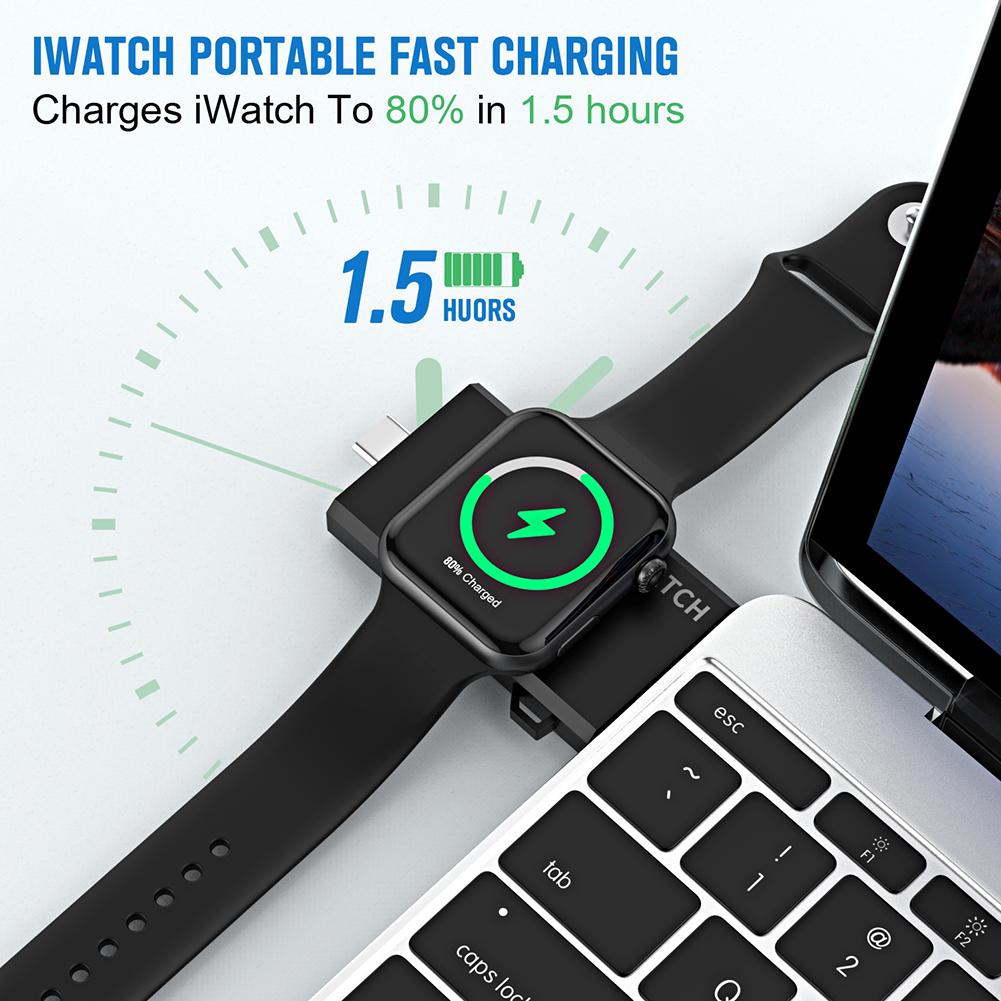 Magnetic Watch Charger USB Type-C Dual Interface Smartwatch Charger Plug and Play Replacement Accessories for Apple Watch 8 7
