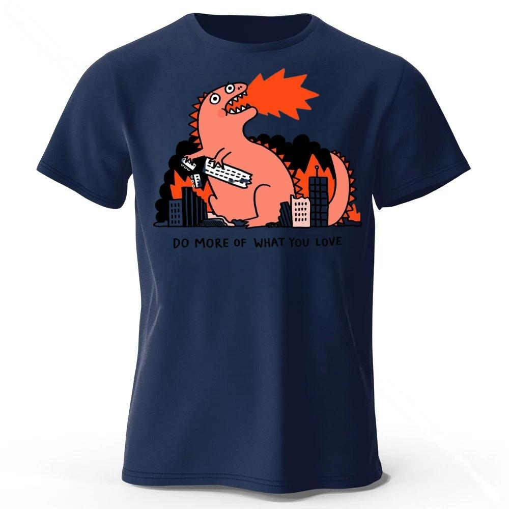 

Fun Monster Be Brave Just Do It Cotton Short-sleeved Shirt Men s Daily Sports Fitness Running Breathable Plus Size Tops XXXL темно-синього кольору