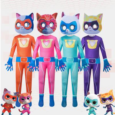 Anime Character Cosplay Superkitties jumpsuit, Halloween Costumes sceneopptreden kostymer, super katter