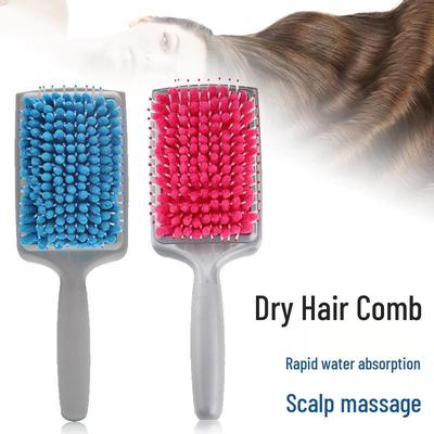 Portable Plush Towel Comb for Dry Hair Absorption, Styling, and Scalp Massage