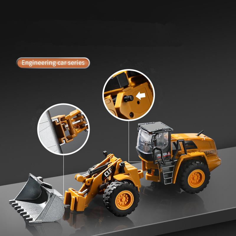 Bulldozer-Spielzeug im Maßstab 1/50, Bau-LKW-Radlader, Bulldozer-Spielzeug mit simulierten Lichtern, Bulldozer-Modell-Konstruktionsspielzeug für Jungen im Alter von 3–5 Jahren