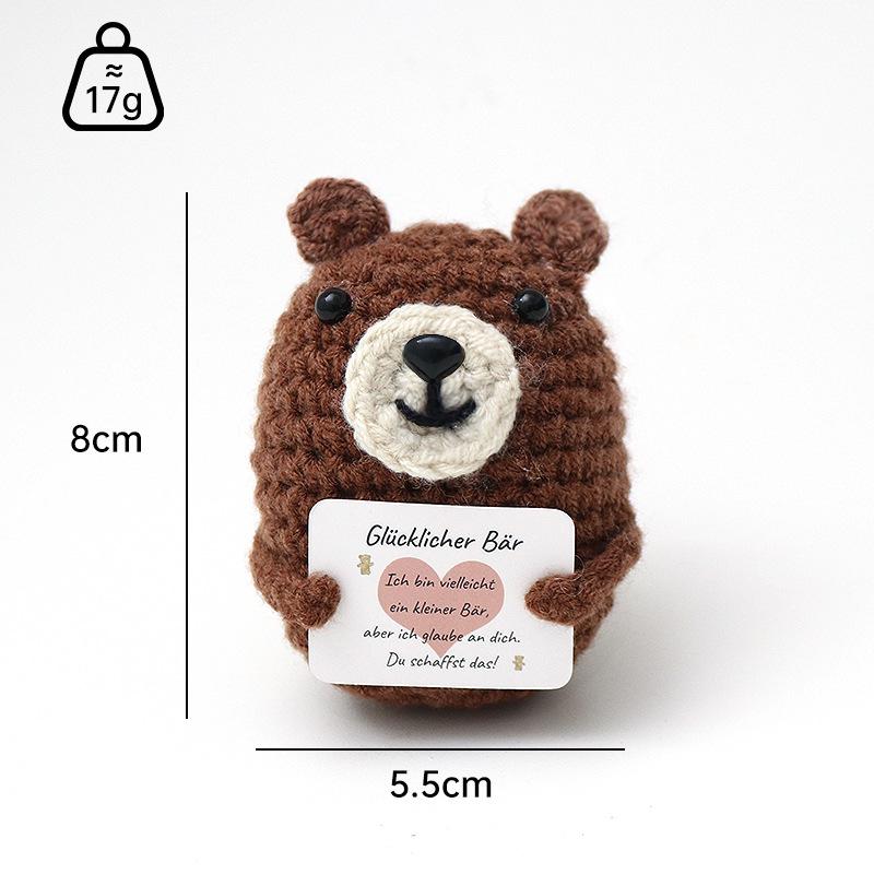 Positive Crochet Dog Doll With Affirmation Card Home Room Decoration Funny Handmade Plush Wool Doll Ornaments Christmas Gifts